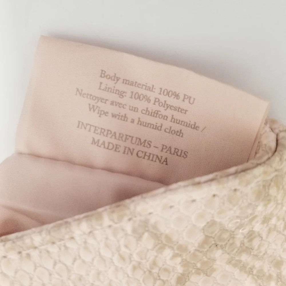 JIMMY CHOO Light Pink Snakeskin Embossed Vegan Cosmetic Clutch Bag